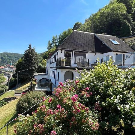 Sächsische Schweiz Ferienhaus 2 mit hervorragendem Panoramablick über das Elbtal Königstein Exterior foto