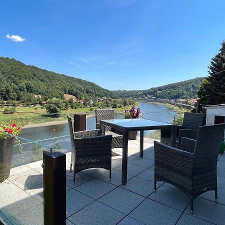 Sächsische Schweiz Ferienhaus 2 mit hervorragendem Panoramablick über das Elbtal Königstein Exterior foto